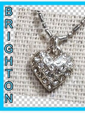 🩵Brighton Silver Crystal Pave Heart Pendant, Dainty Necklace - Women Jewelry